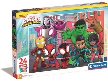 Puzzle Maxi Super Color Marvel Spidey vs Amazing Friends - 24 Peças - Clementoni Online now